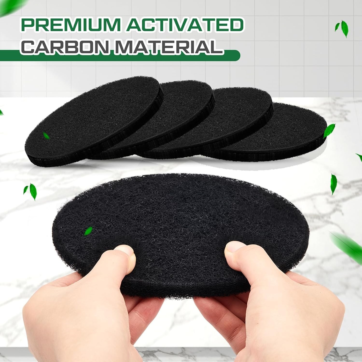 4 Pack Oval Charcoal Filters for Compost Bin Countertop Trash Odor Control