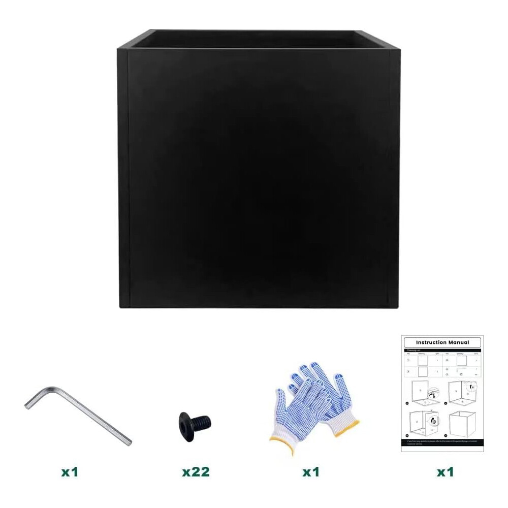 16-inch Black Galvanized Steel Planter Box Metal Planters for Garden Yard Porch
