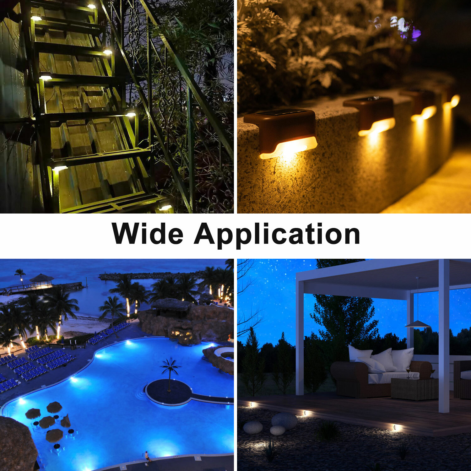 Outdoor Solar LED Deck Lights Path Garden Patio Pathway Stairs Step Fence Lamp