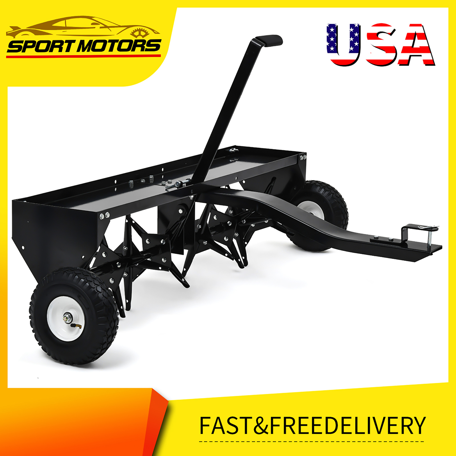 Rugged 122CM 48″ Lawn and Garden Spike Aerator for Improved Soil Oxygenation