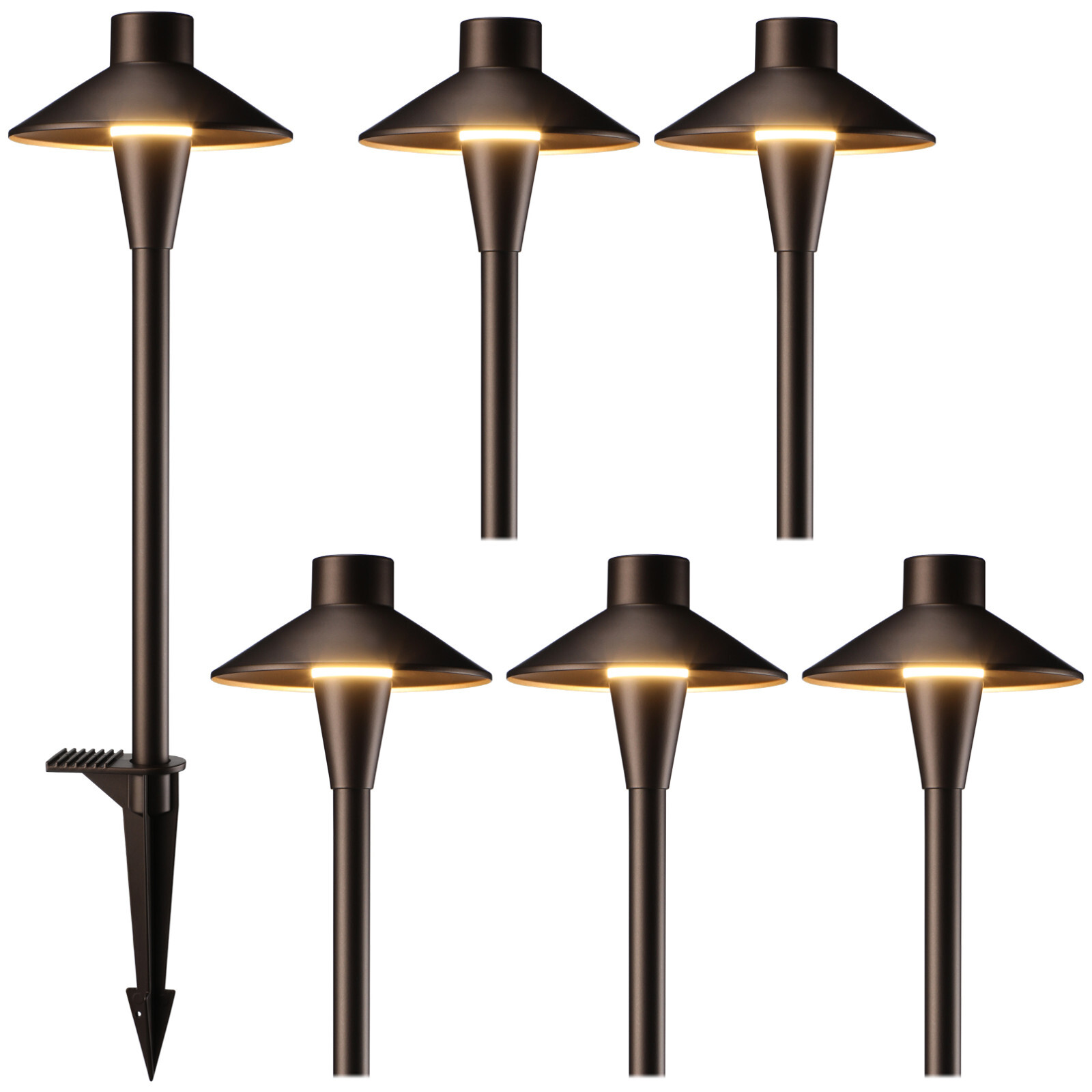 6-Pack 3CCT Low Voltage Pathway Lights, LED Landscape Path Light, 5W, 12V