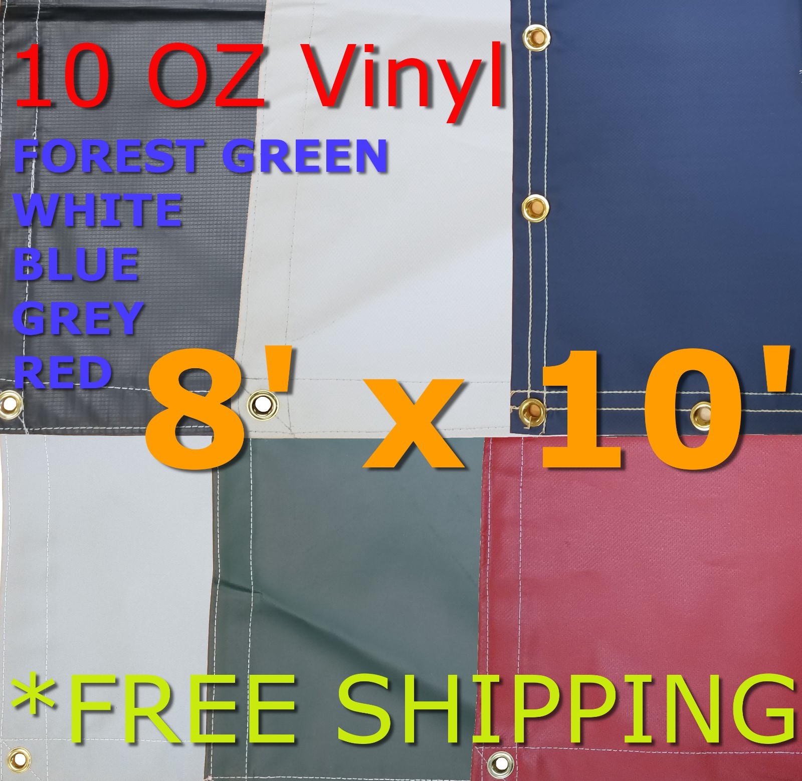 8′ x 10′ 10 Oz. Vinyl Waterproof Tarp – Truck Trailer Equipment Cover
