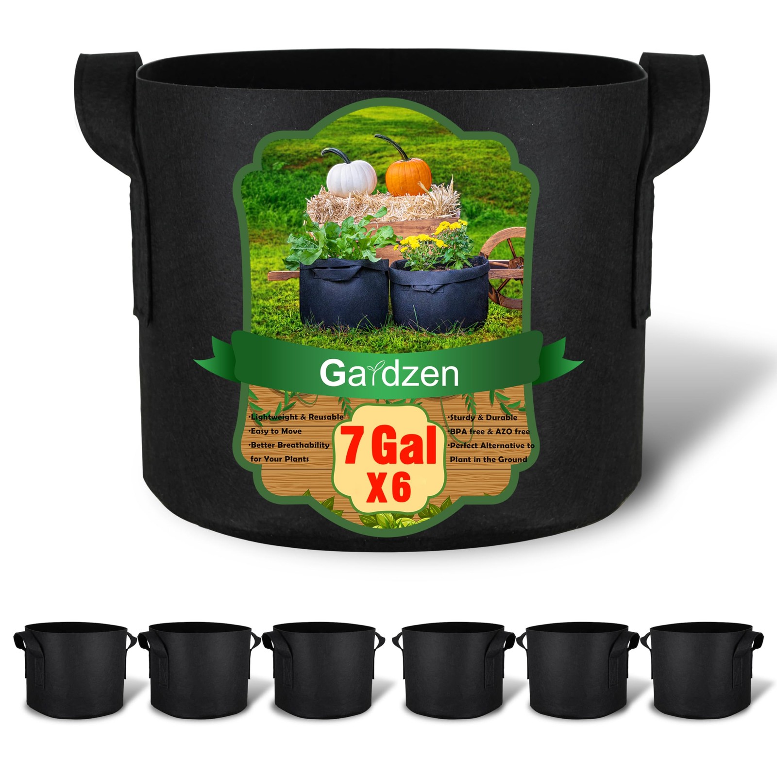 7 Gallon Grow Bags 300G Thickened Nonwoven Fabric Pots – Heavy Duty Aeration