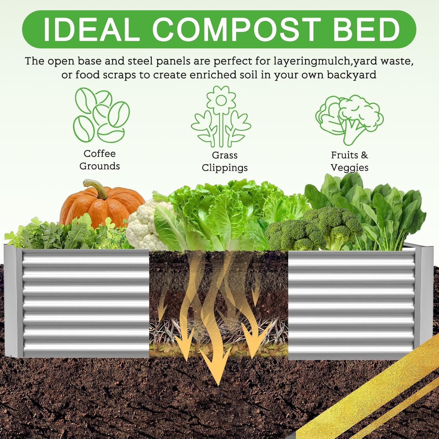 3Pcs 8x4ft Galvanized Raised Garden Bed for Vegetables & Flowers