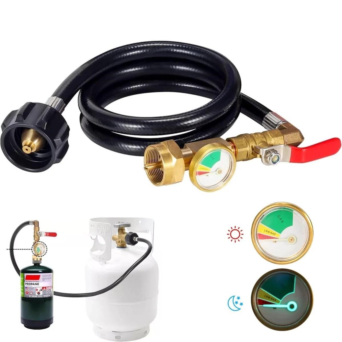 1LB To 20LB 40” Propane Refill Adapter Extension Hose With Gauge On-Off Control