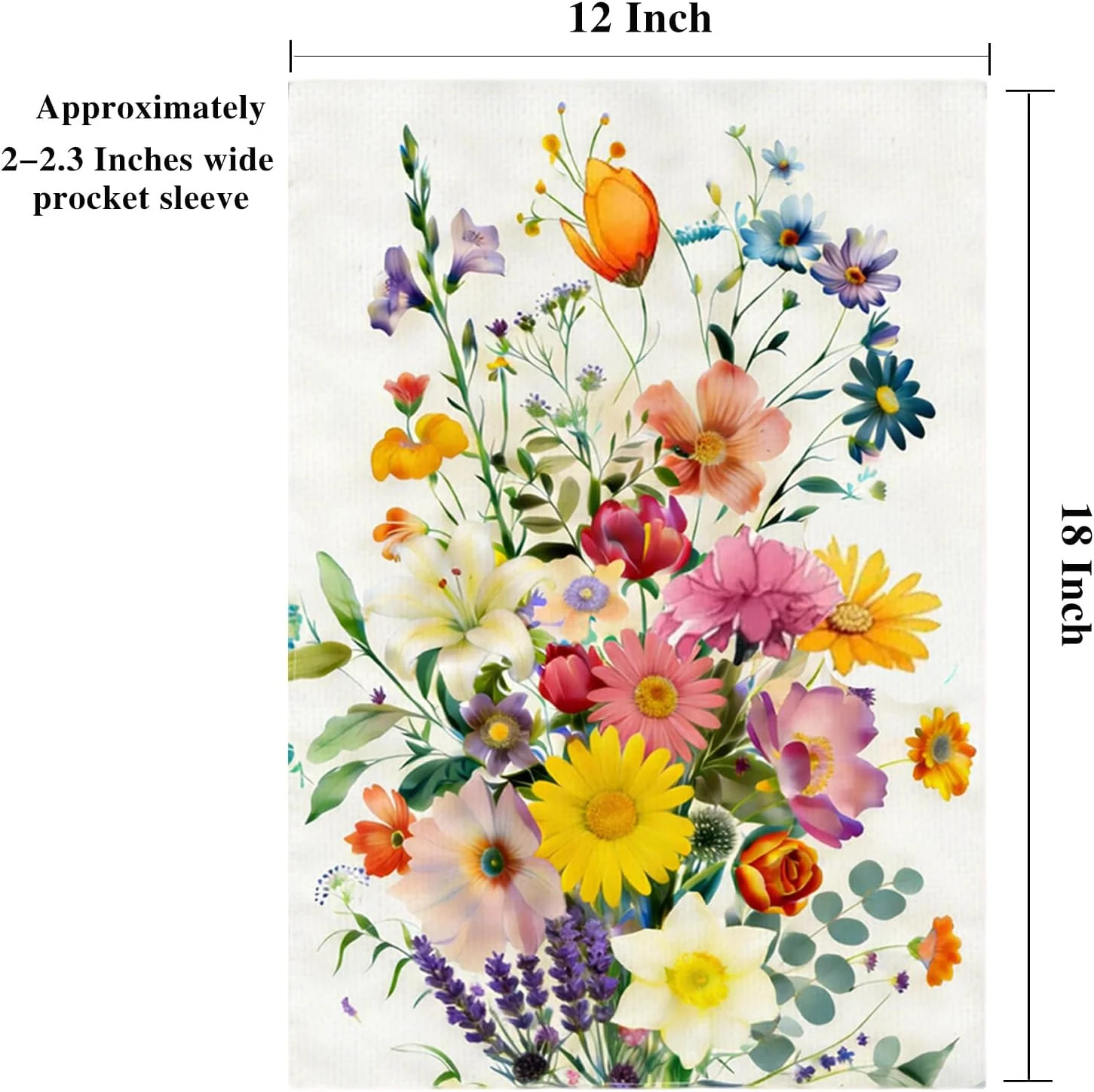 Spring Summer Colorful Floral Garden Flag 12×18 Inch Double Sided Outside Farmho