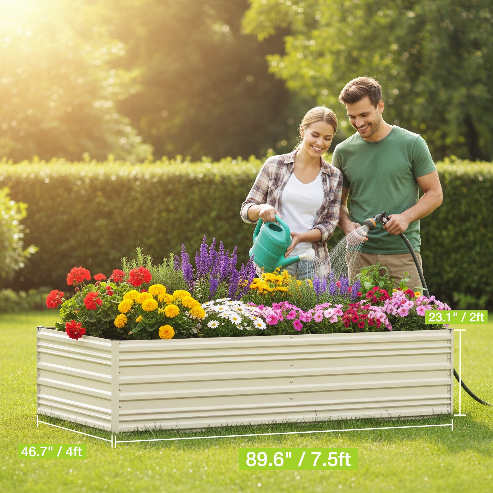 WORKPRO 7.5x4x2ft Rust-Resistant Galvanized Raised Garden Bed for Vegetable