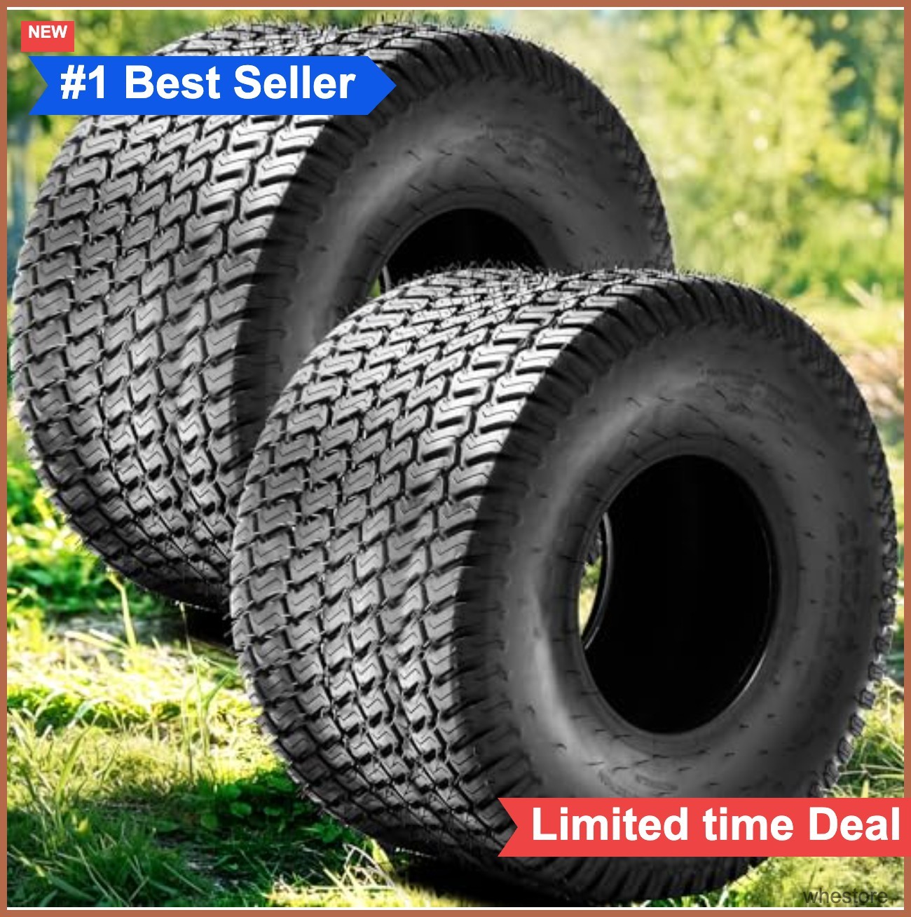 18×8.5-8 Lawn Mower Tires 4PR Tubeless 7 Inch Rim Turf Tractor Garden Riding