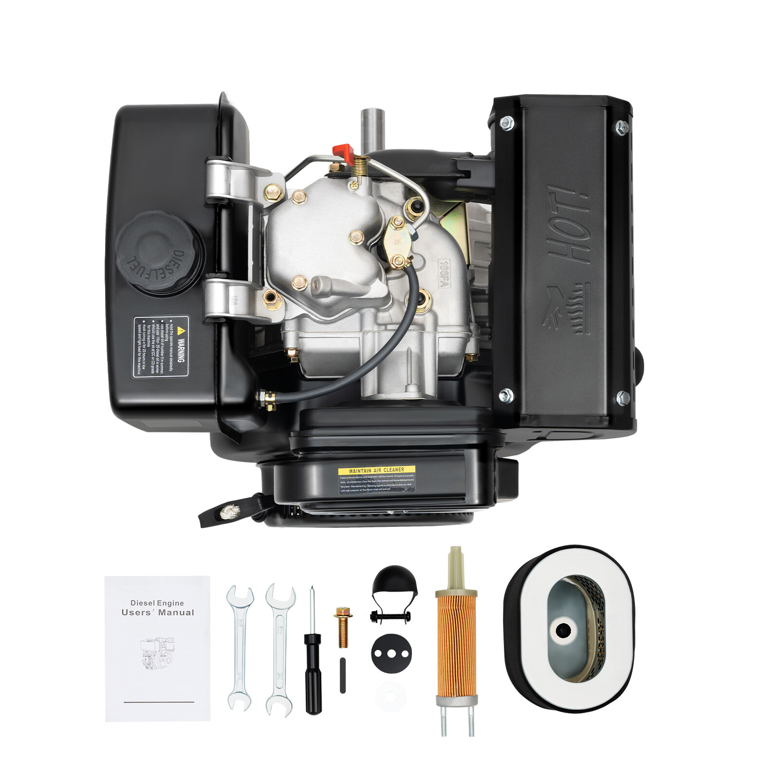 10HP 4 Stroke Diesel Engine Heavy Duty Single Cylinder 25 mm Shaft Air-Cooled