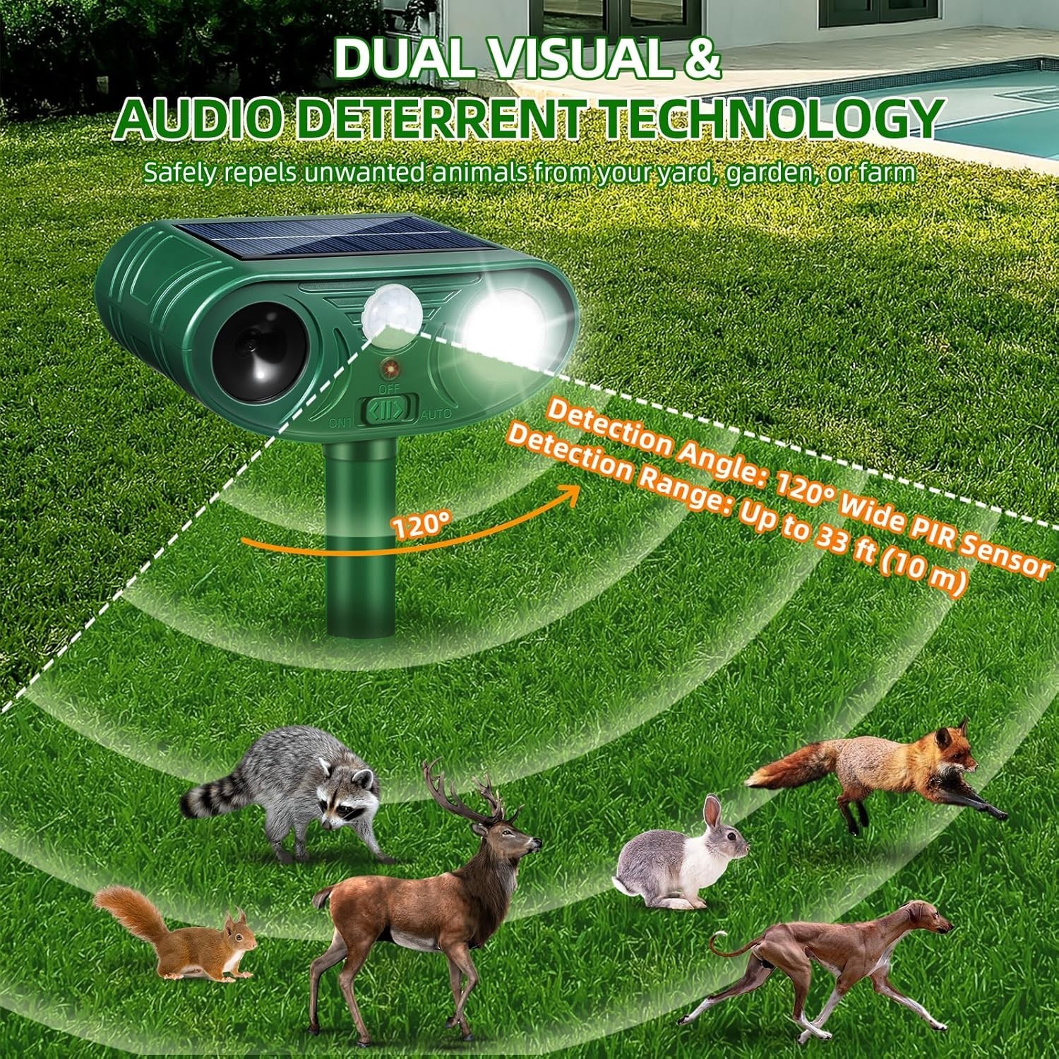 8Pack Solar Ultrasonic Animal Repellent Outdoor Deer Repellent Devices forYard