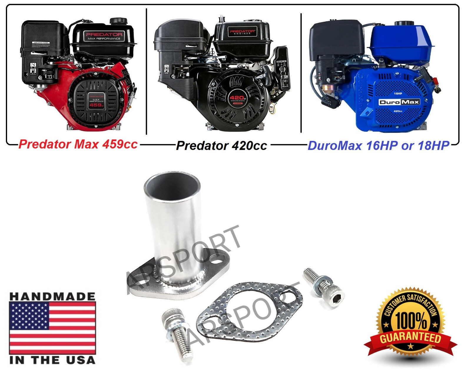 Exhaust Flex Pipe Adaptor for Predator Max 459cc, Duromax XP16HPE & XP18HPE 457
