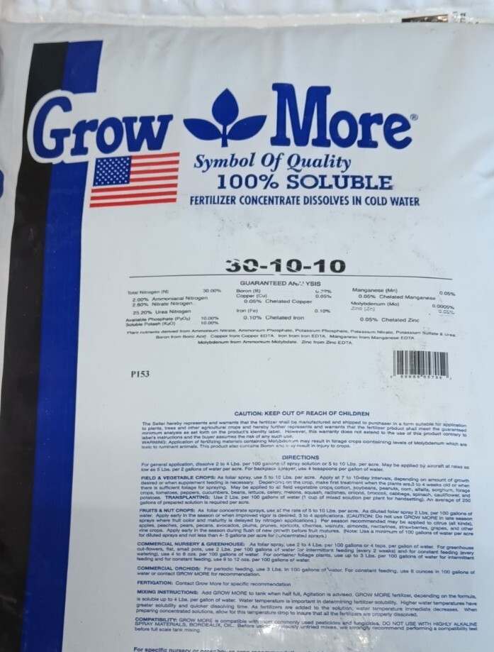 Grow More 30-10-10 Veg Soluble REPACK 2.2 Lb 1 kg