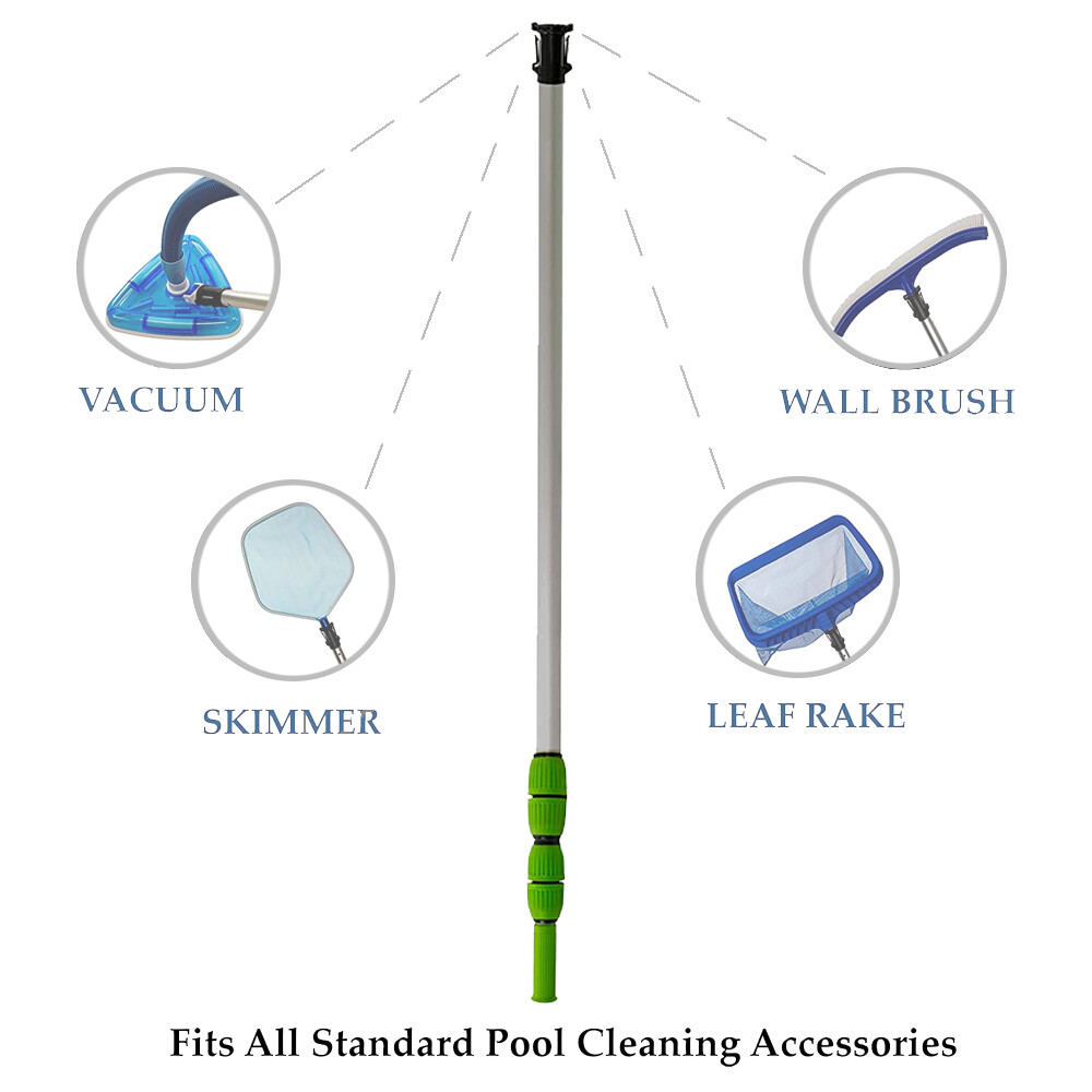 Aqua Select EZ-Clip Swimming Pool Vacuum Pole w/ Rubber Grip – (Choose Size)