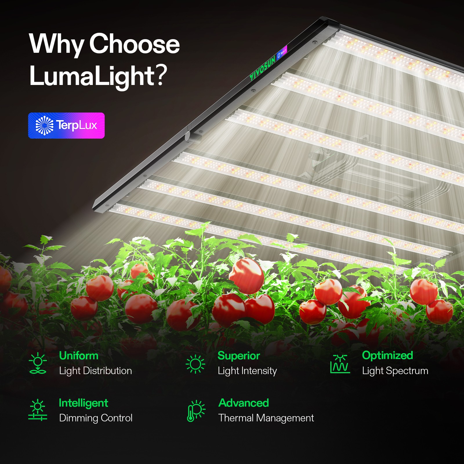 VIVOSUN LumaLight 500W LED Grow Light Bar Full Spectrum for 4x4ft Indoor Plants