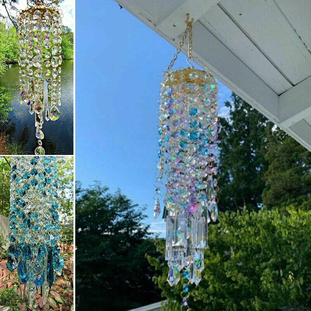 For Crystal Wind Chimes Home Garden Patio Lawn Hanging Decoration Ornament