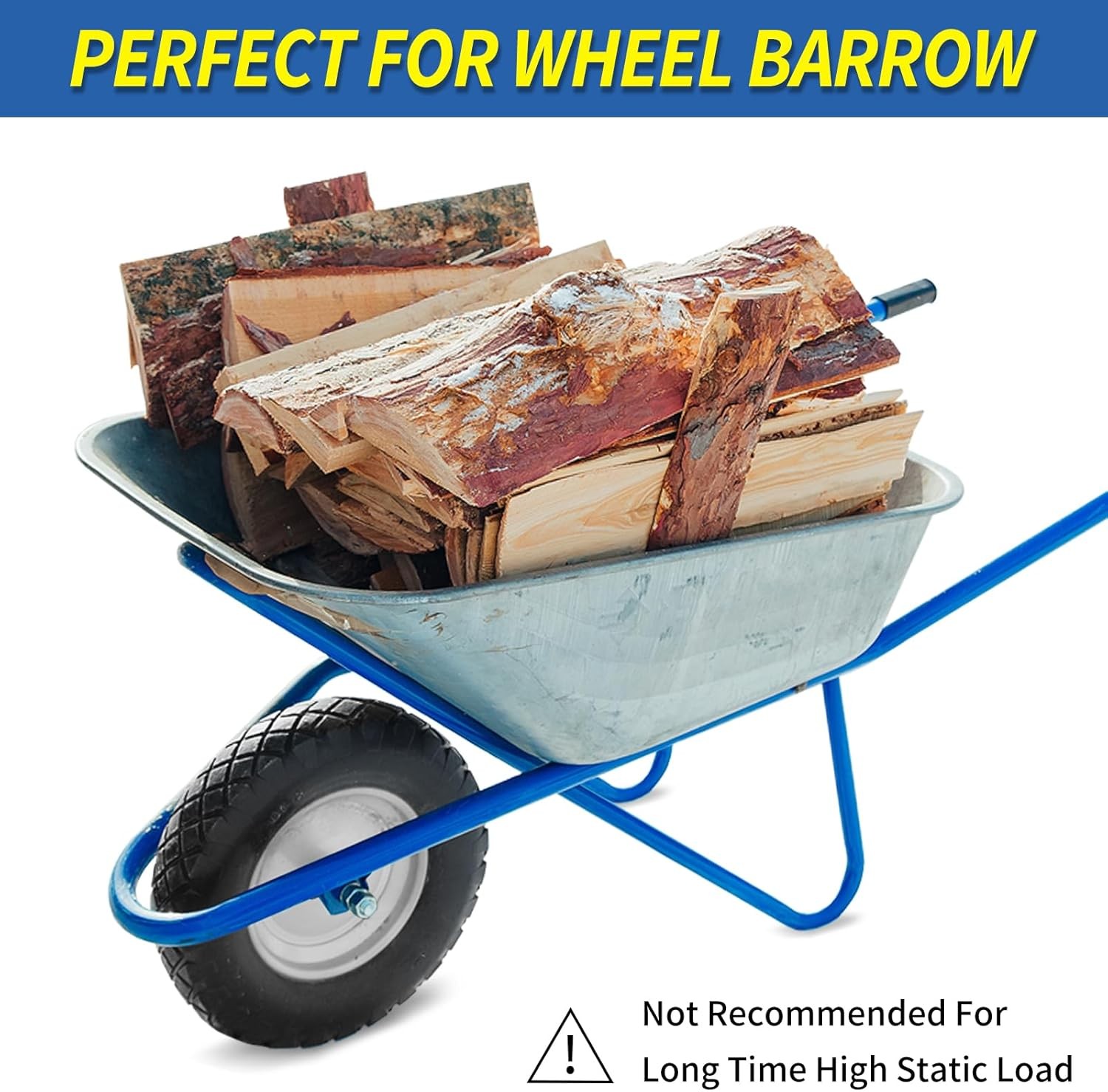 4.80/4.00-8″ Wheelbarrow Tire, 16″ Flat-Free Solid Tire and Wheel, 3-6″ Centered
