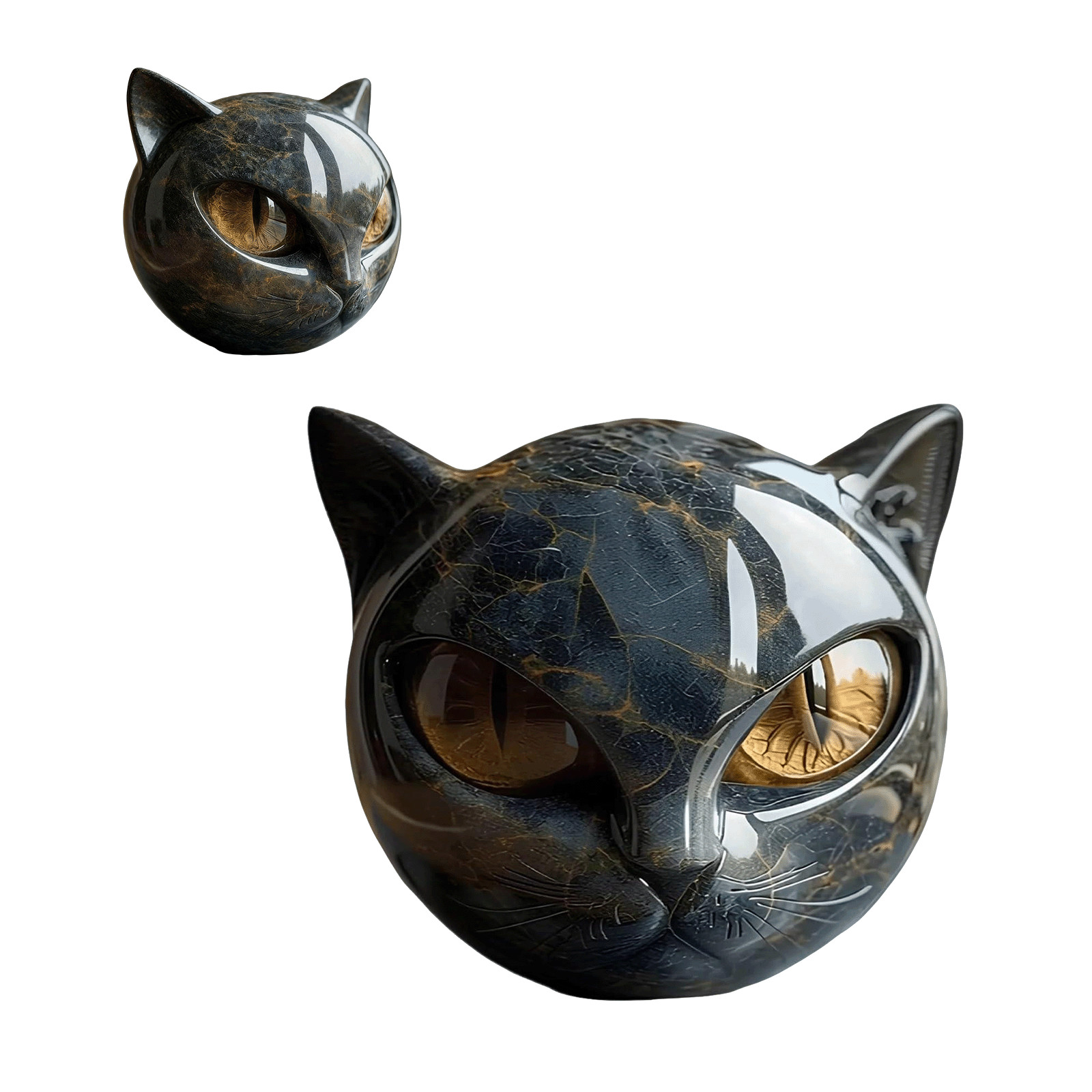 Luxury Black Cat Stone Sculpture Resin Elegant Home Decor & Gift For Cat Lovers