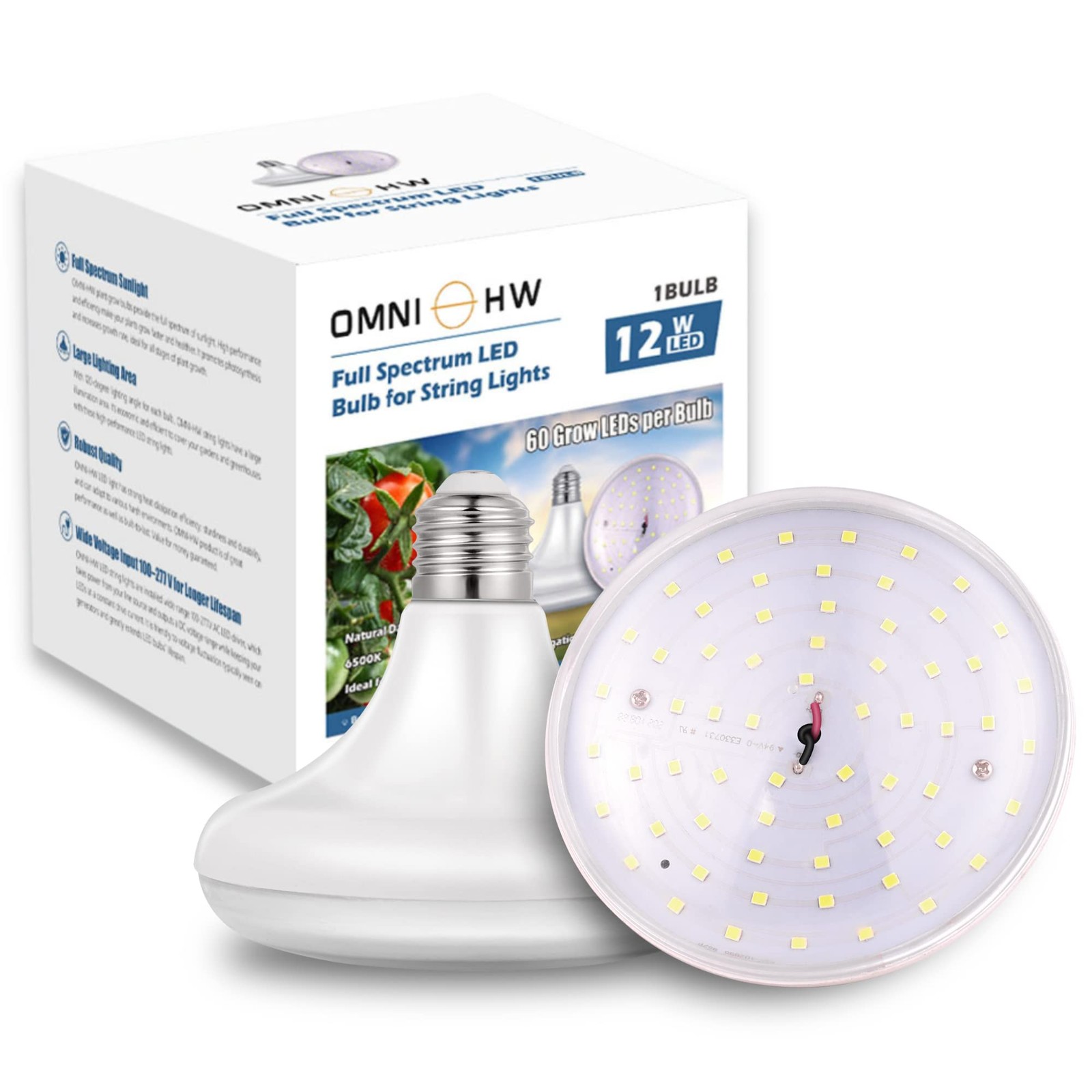 OmniHW Full Spectrum Grow Light Bulb 12W Ideal for Indoor & Outdoor Plants Ve…