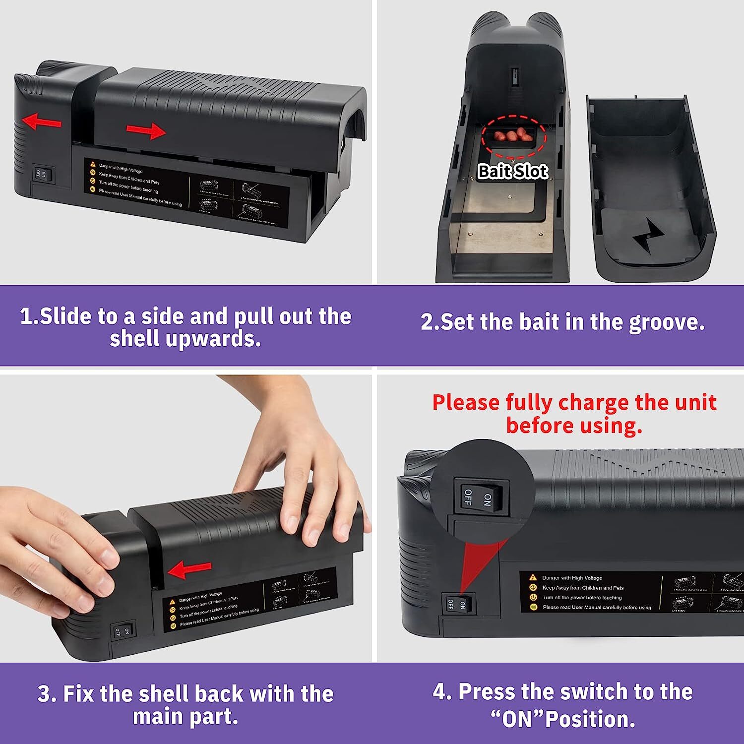 Upgraded Electronic Mouse Trap Control Kill Big Rat Pest Electric Rodent Zapper