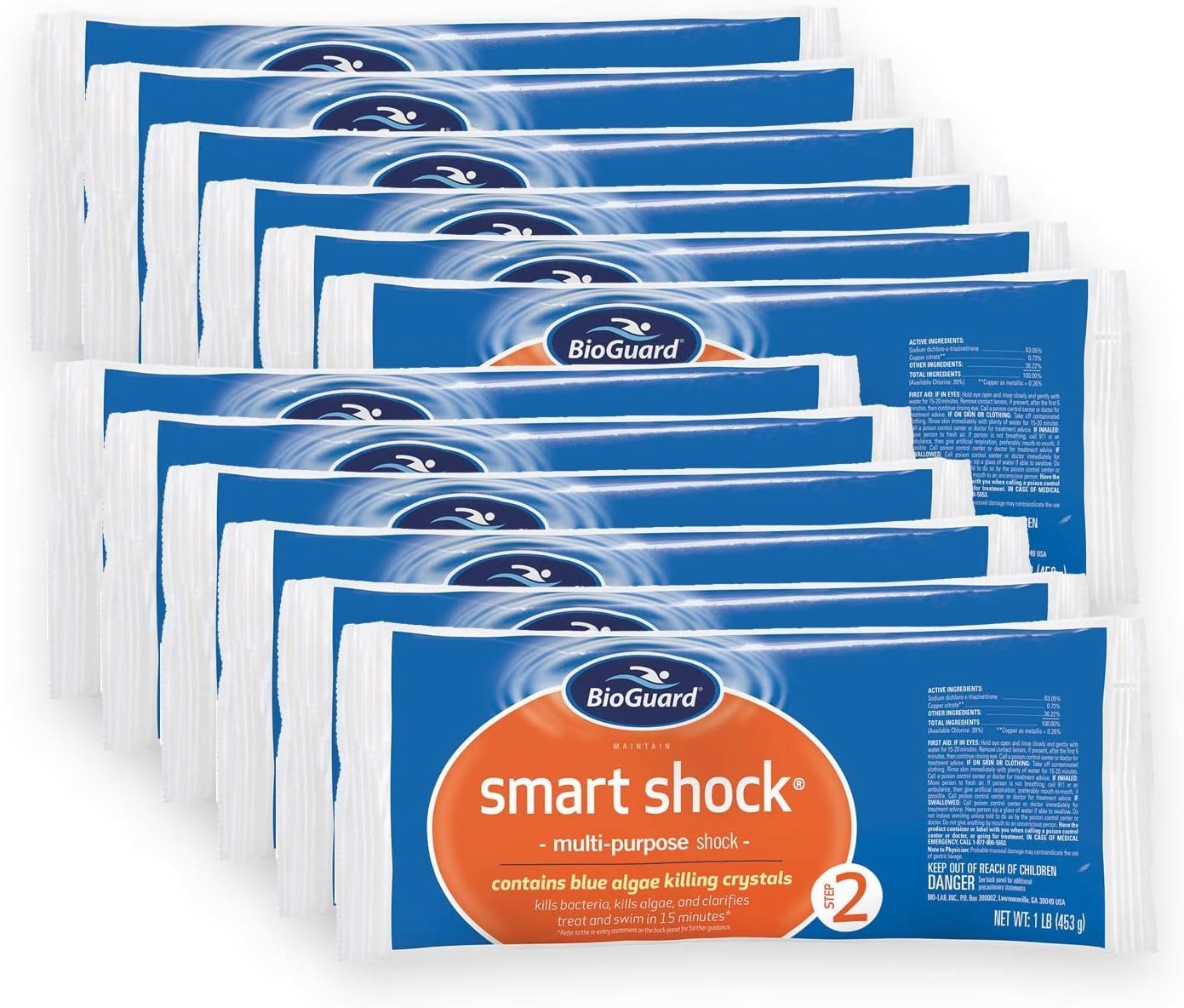 BioGuard Smart Shock Pool Treatment – 1 lb, 12 Pack, Multi-Purpose Shock