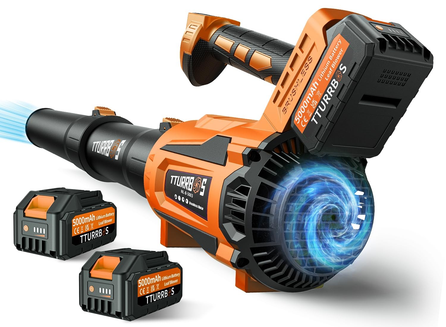 Leaf Blower Cordless, 650CFM Electric Leaf Blower with 2 x 5.0Ah Batteries an…