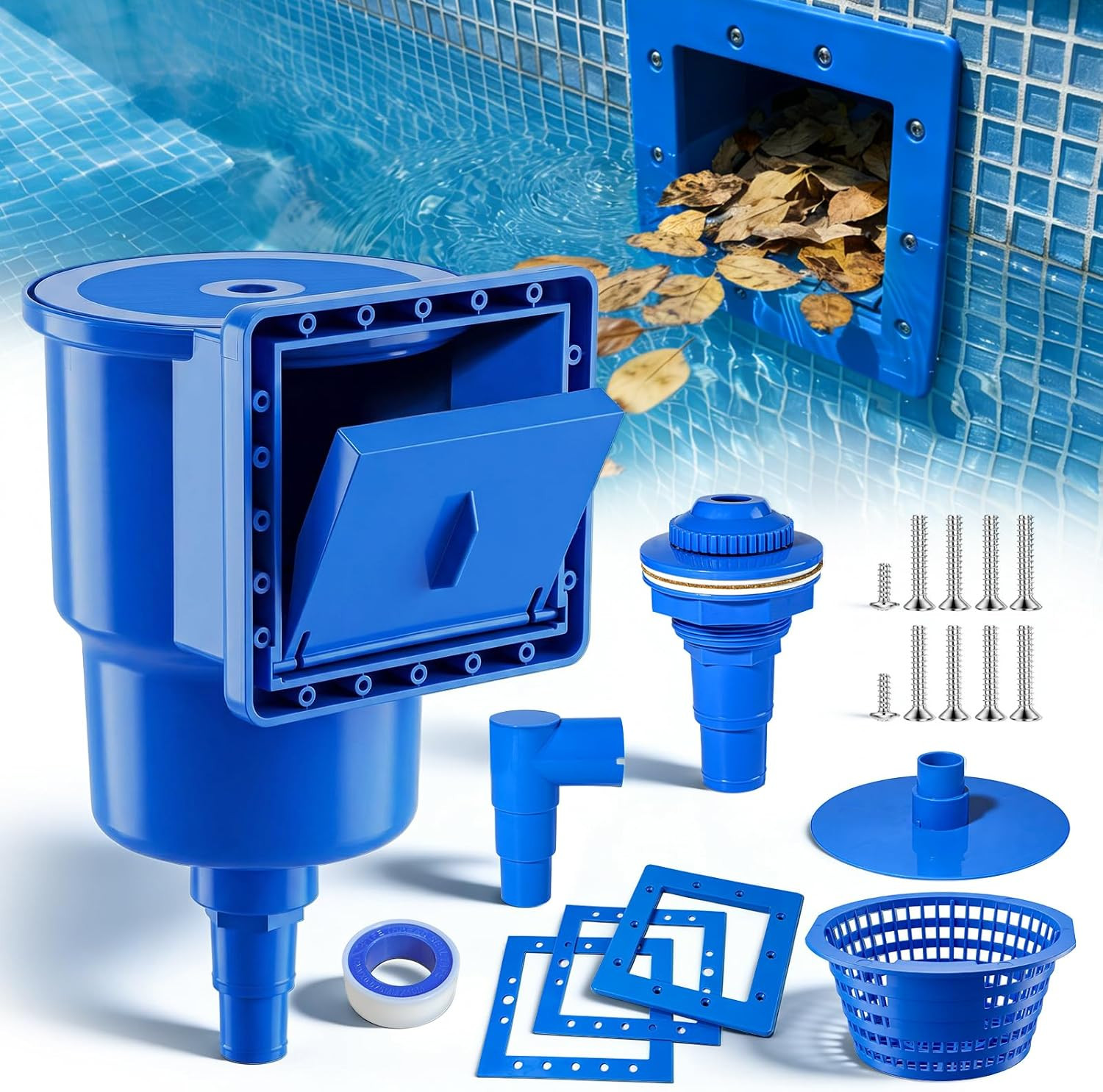 Above Ground Pool Skimmer, Heavy Duty Through-Wall Mount Pool Skimmer Kit with A