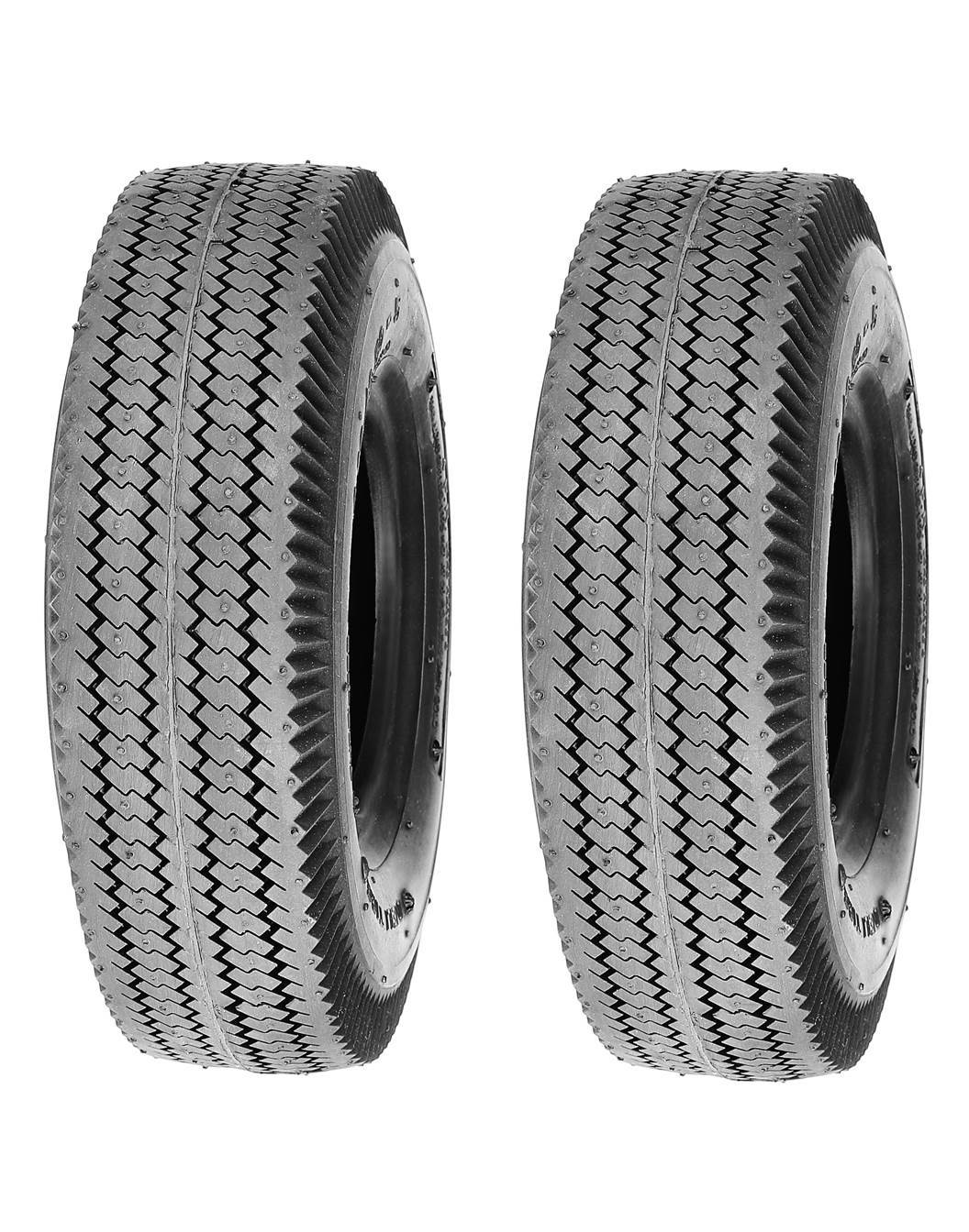 Pack of 2, Deli Tire 4.10/3.50-6, Sawtooth, 4 Ply, Tubeless, Lawn Garden Tires