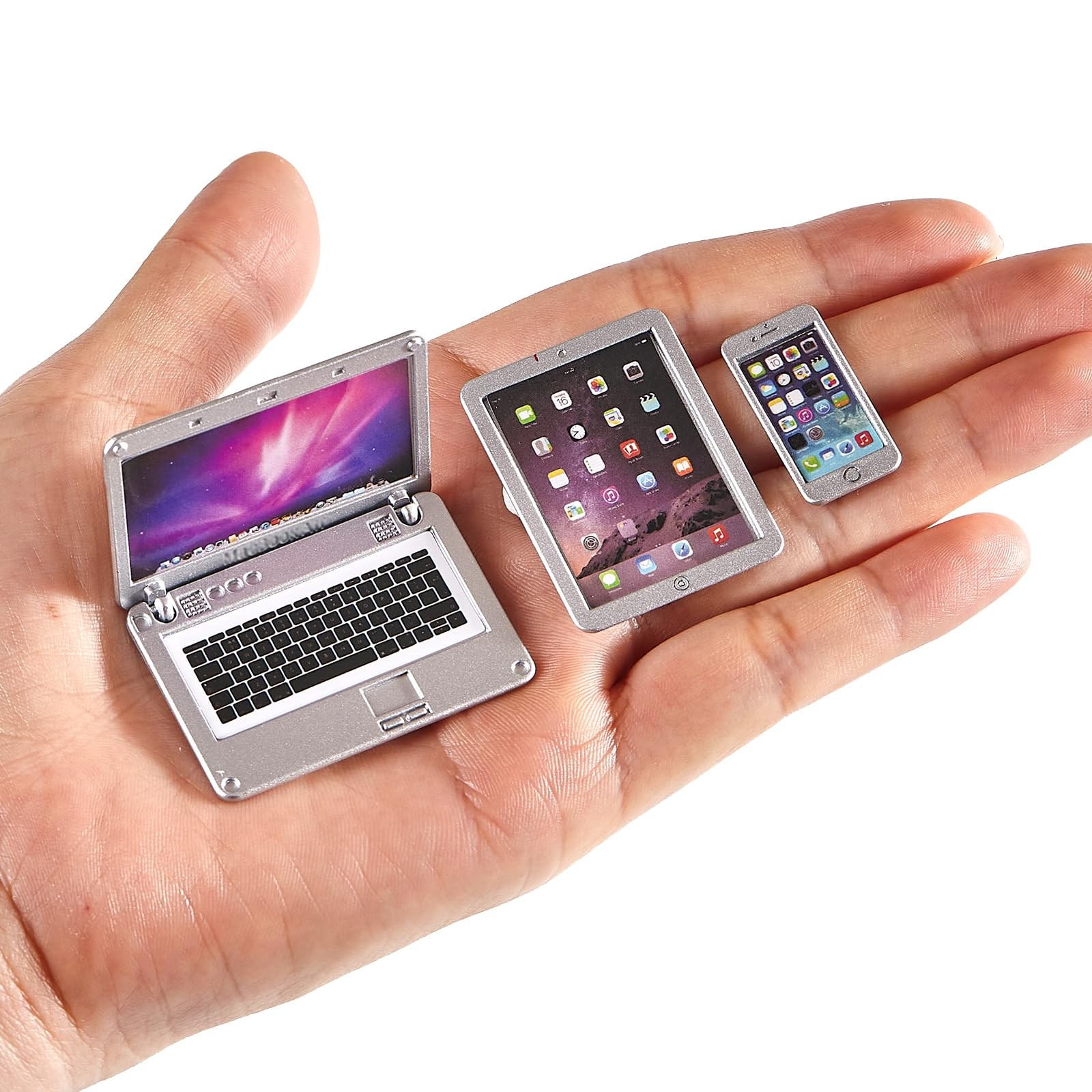 1:12 1:6 Scale Dollhouse Decor Accessories Laptop, Miniature Laptop Tablet Smart