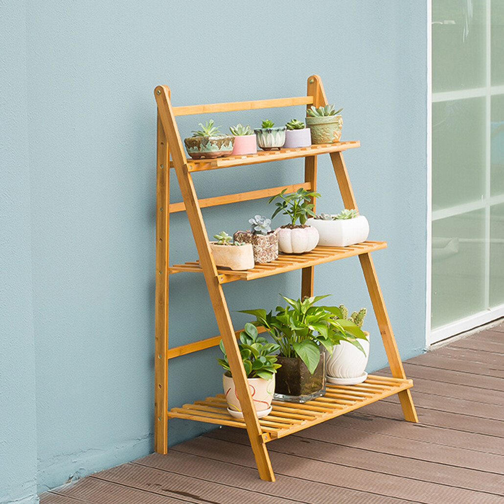 Wood/ Bamboo/Metal Shelf Flower Pot Plant Stand Rack Garden Indoor Outdoor Patio
