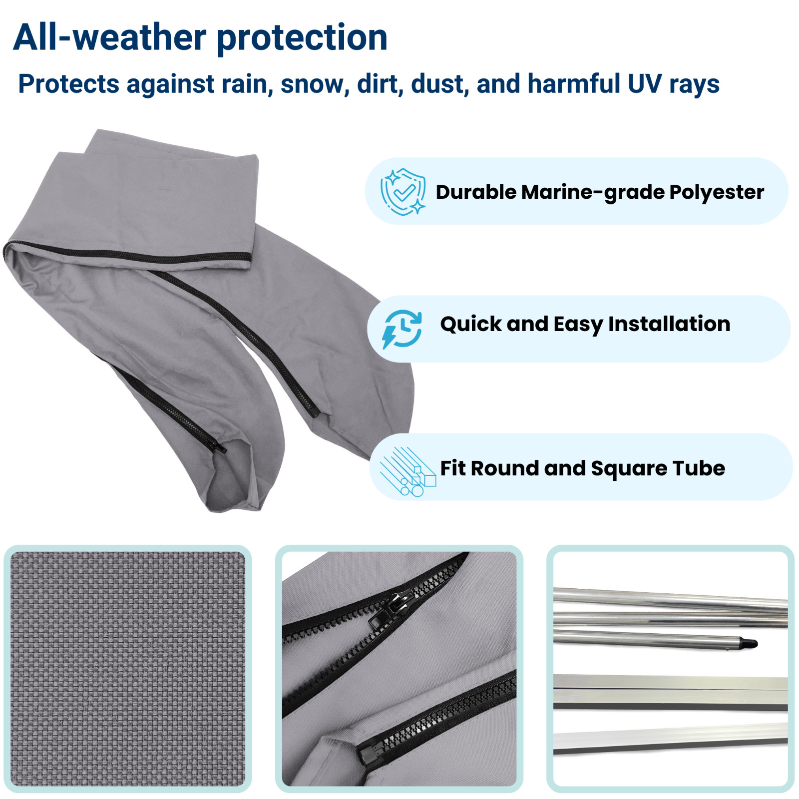 Bimini Top Boot Cover Storage Suitable for 3 – 4 Bows Tops waterproof heavy duty
