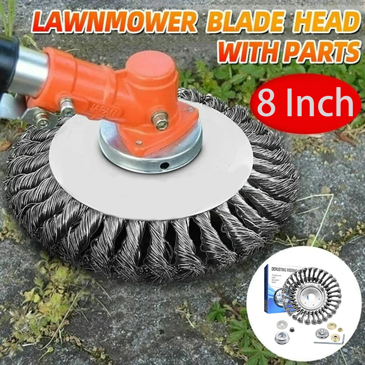 8” Steel Wire Wheel Brush Cutter Weed Eater Trimmer Head with Adapter Kit