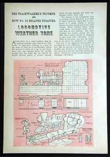 Steam Train Locomotive Whirligig Weathervane 1944 How-To build PLANS