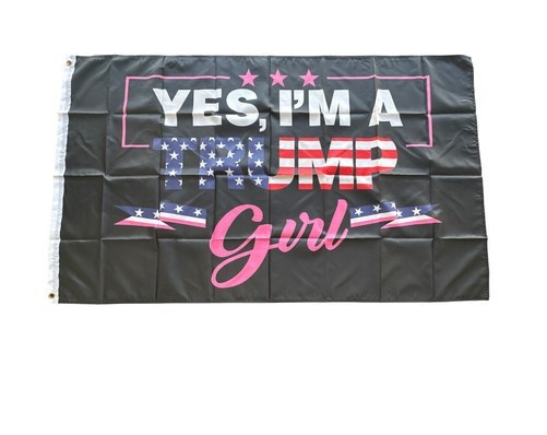 Yes I’m A Trump Girl Flag 3×5 ft Black Patriotic Banner MAGA Decor USA Grommets