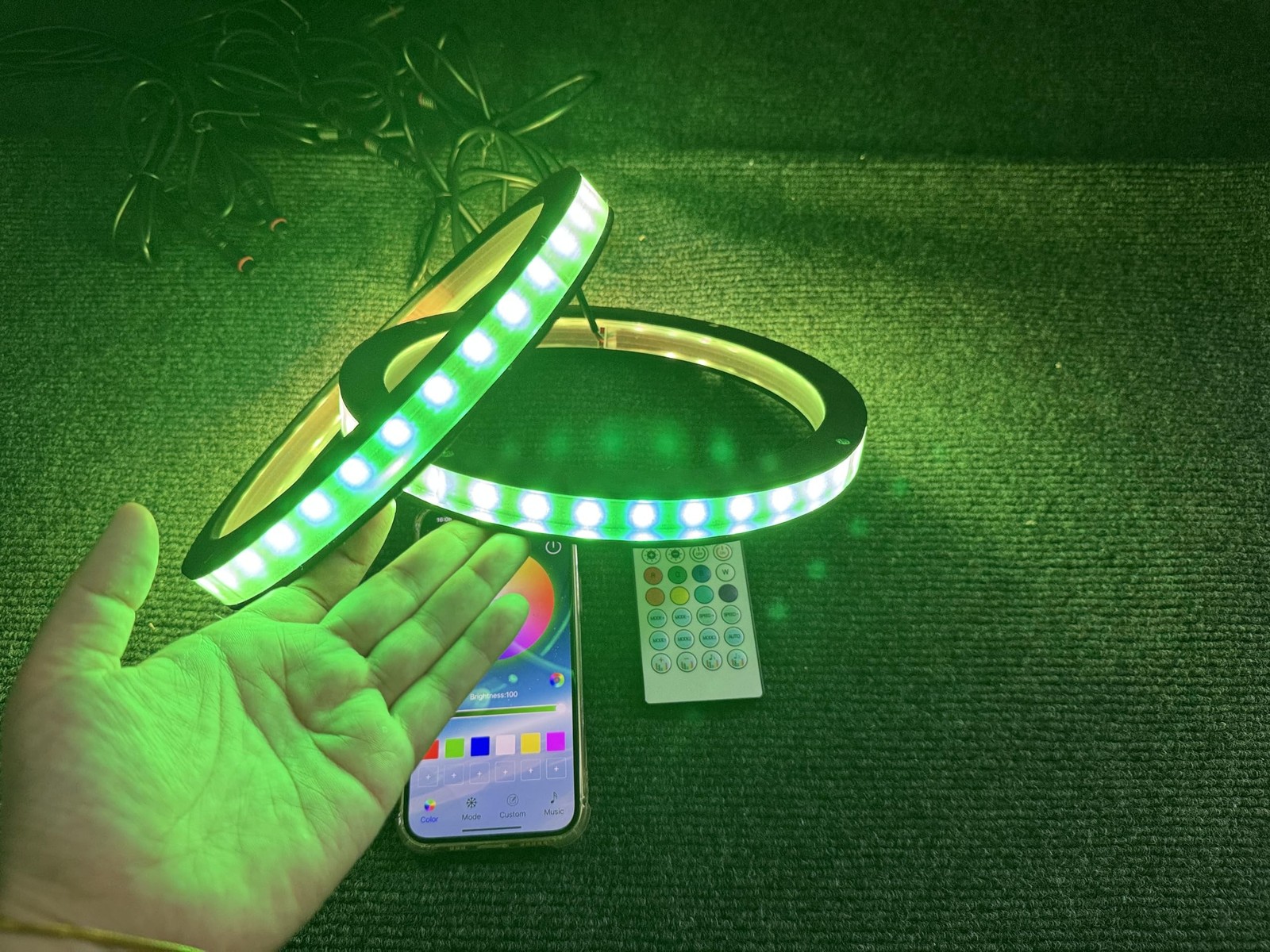 2PCS 10 Inch LED Speaker Rings – Dream Color Chasing Addressable, w/ 1/2″ Spa…