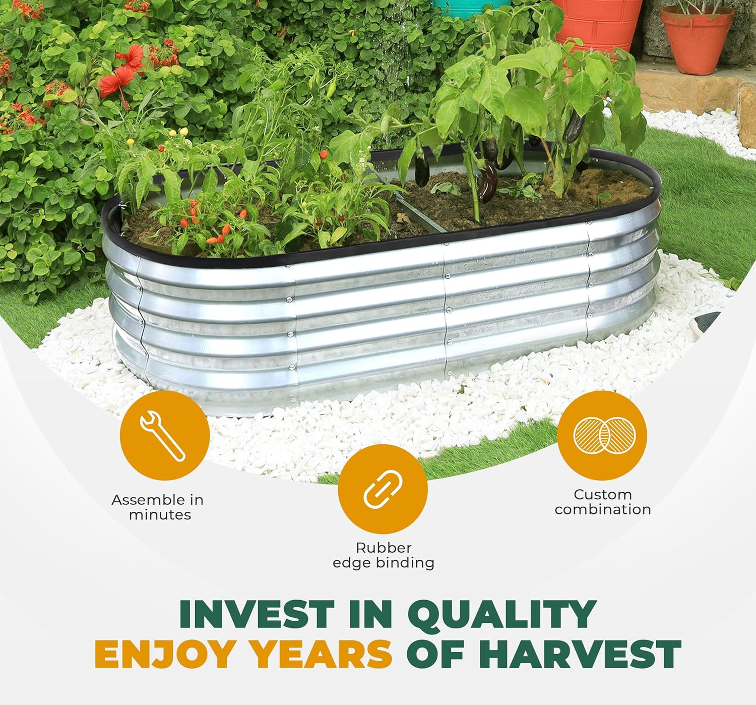 Galvanized Raised Garden Bed, 6 by 2 by 1 Feet Lightweight Planter Boxes Outdoor