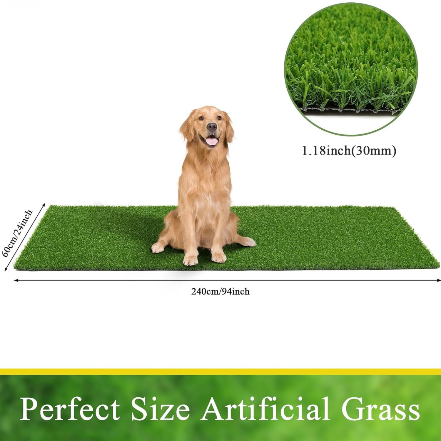 Realistic Artificial Grass Rug 3 x 5 – Indoor/Outdoor Fake Turf & Pet Dog Mat