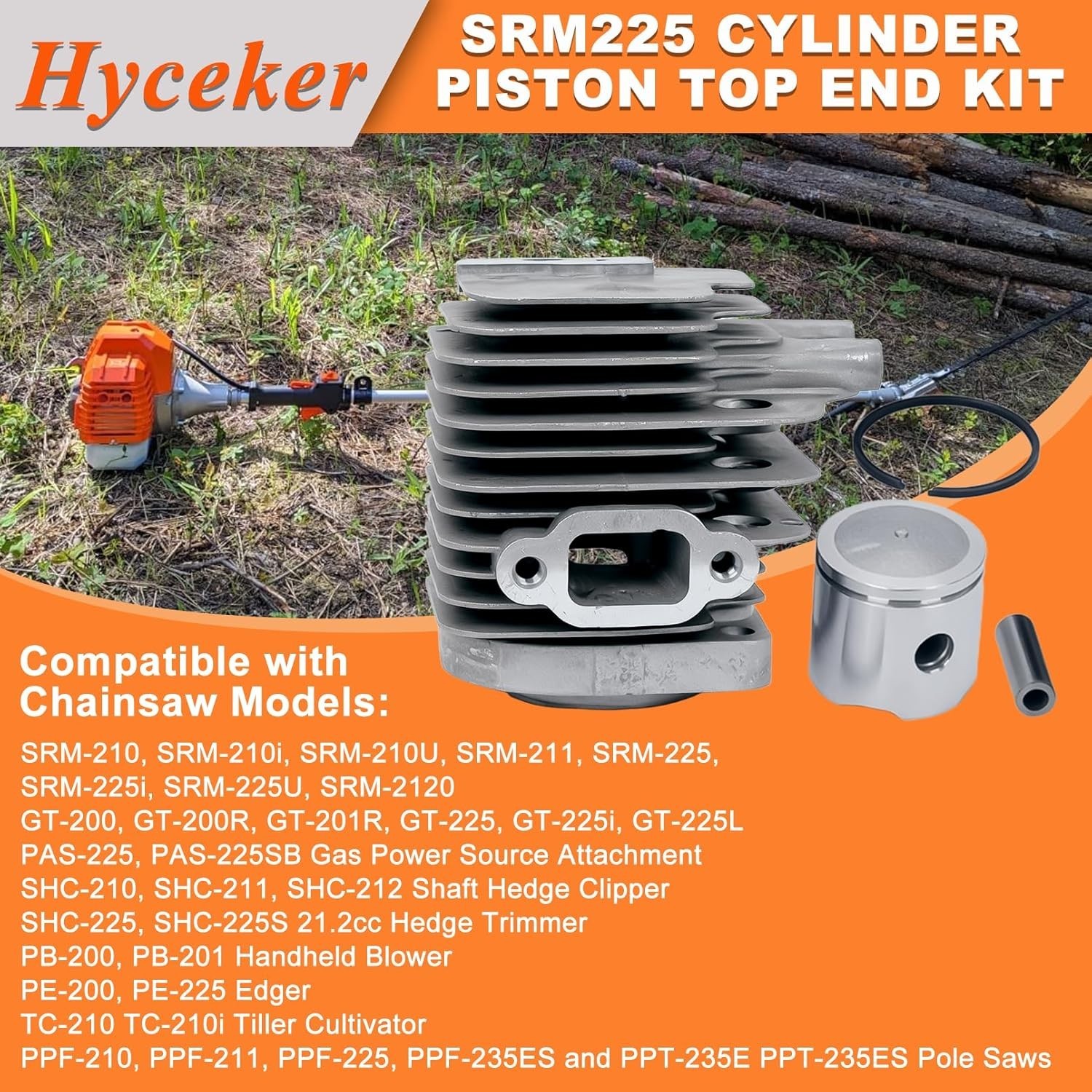 Cylinder Piston Kit For Echo SRM-210 SRM-225 GT-225 PAS225 PPF225 String Trimmer