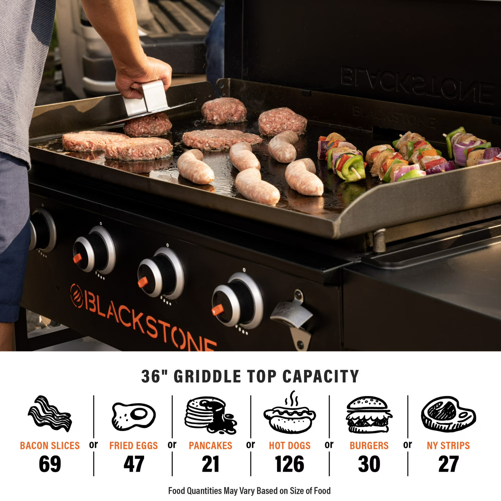 Blackstone Original Outdoor Griddle, 36 Inch 4-Burner Flat Top Grill with Hard C