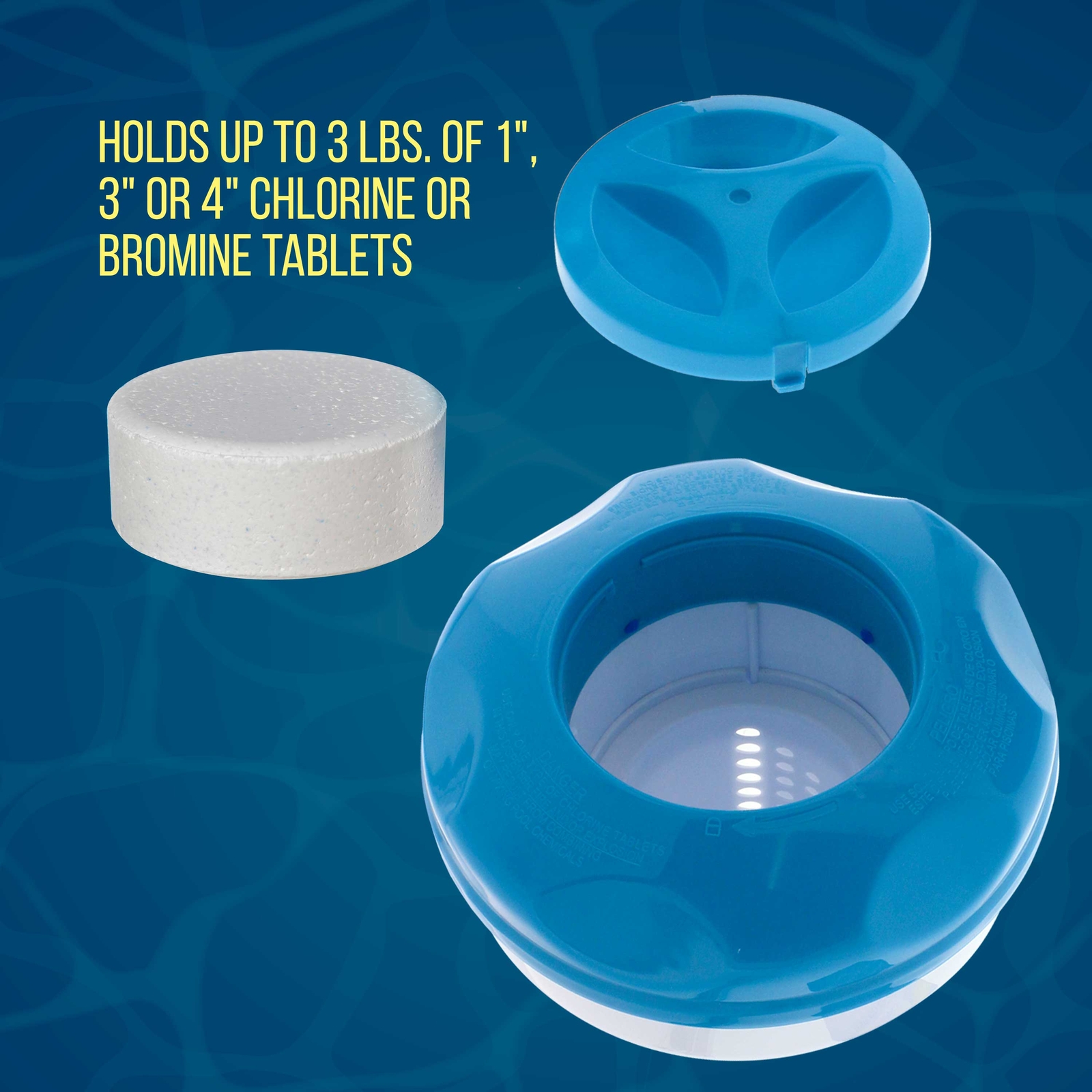 Floating 3″ & 4″ Tablet Pool Chemical 8″ Dispenser with Collapsible Tank