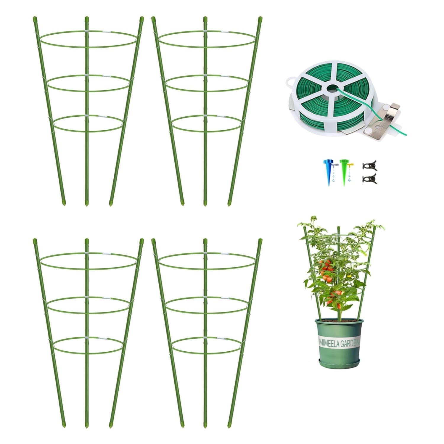 TOCCYARD 4 Pack Plant Support Tomato Cages for Garden, 18 Inches Small Tomato Ca