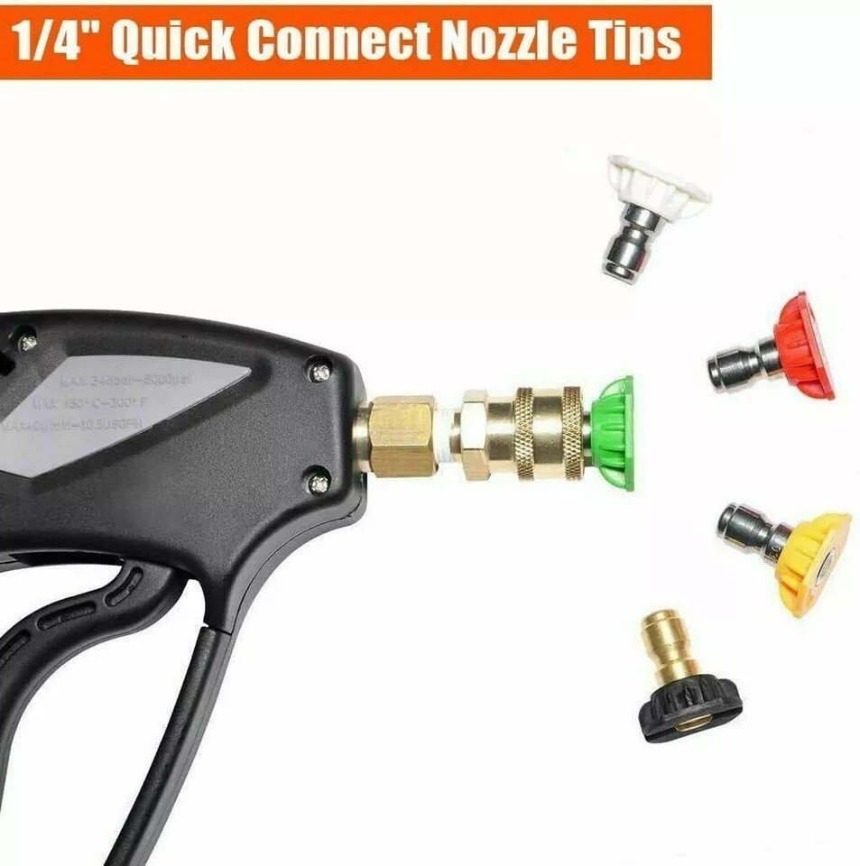 5pcs 1/4″ Pressure Washer Spray Tips Nozzles High Power Quick Connect Kit Set US