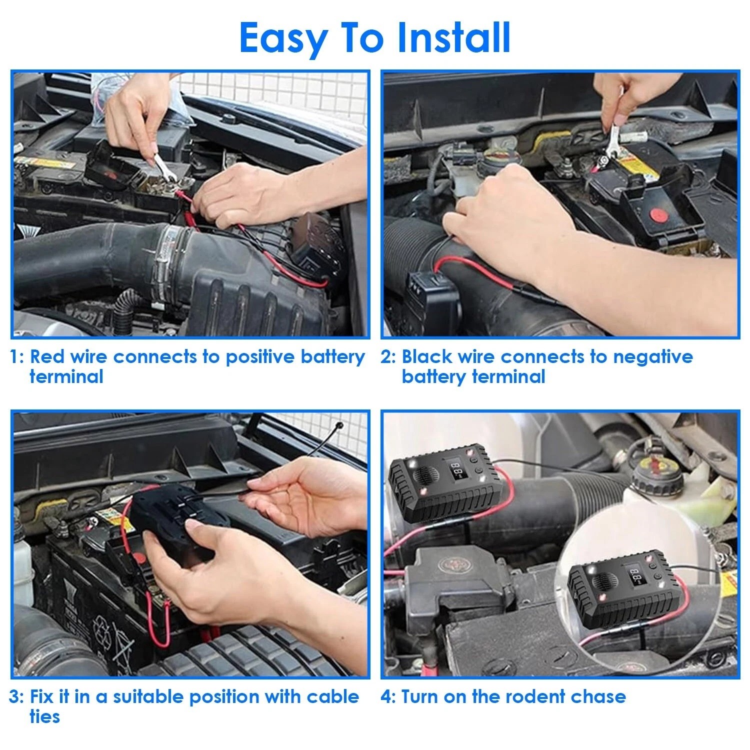 Ultrasonic Rodent Repellent for Car Engine Mouse Rat Pest Squirrels Repellent