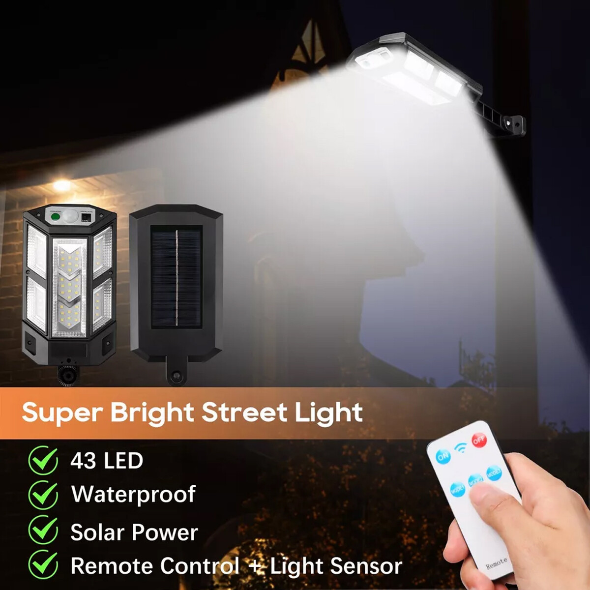 990000LM LED Solar Street Light Commercial Dusk To Dawn Outdoor Road Wall Lamp