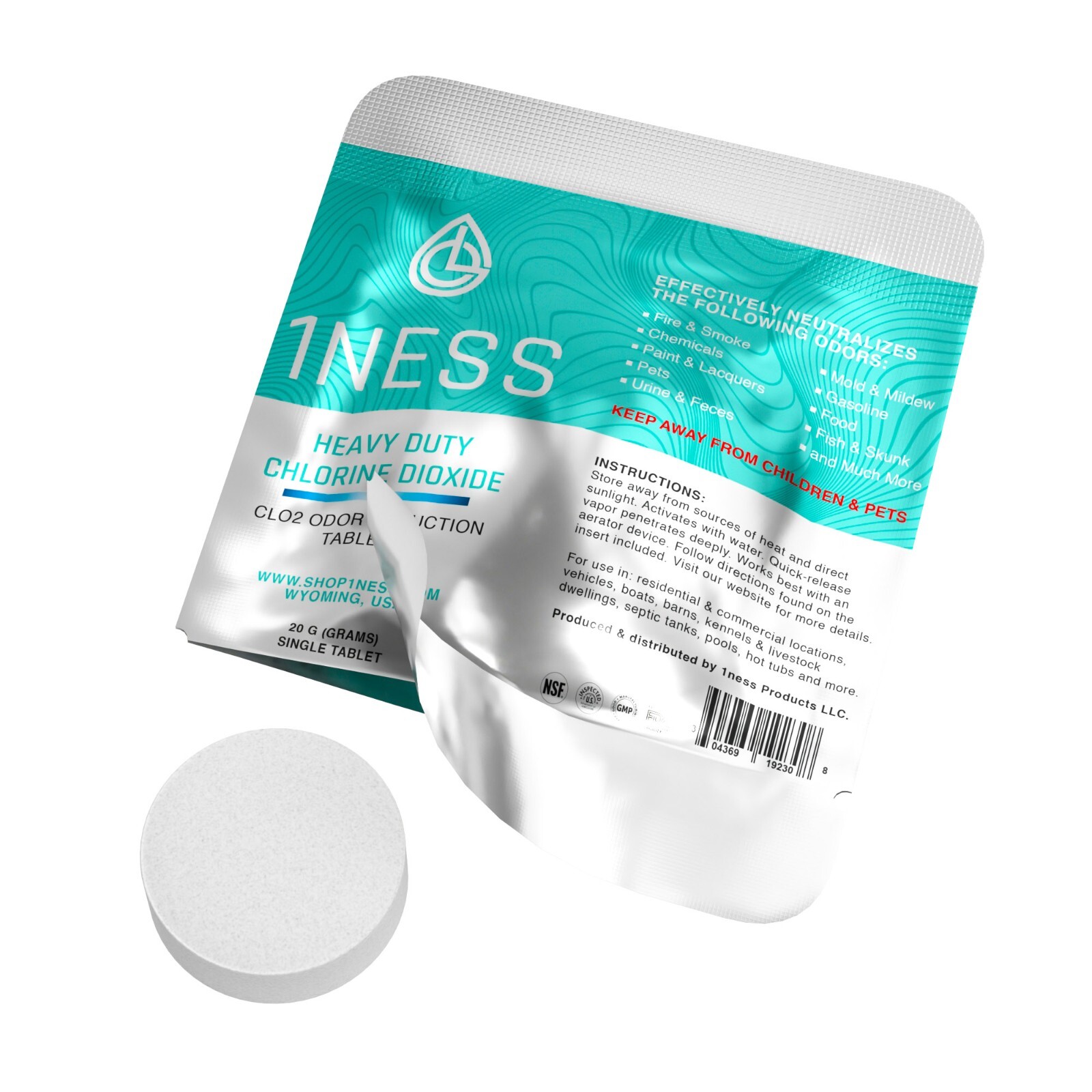 1ness Extra Strength Premium Heavy Duty Odor Eliminator 20 Gram Single Tablet