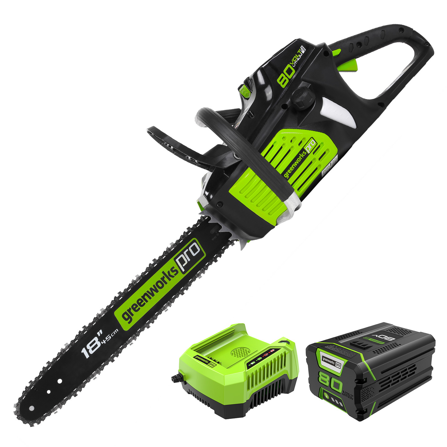 Greenworks Pro 80V 18 inch Cordless Chainsaw CSB401 w/ 2Ah Battery and Charger