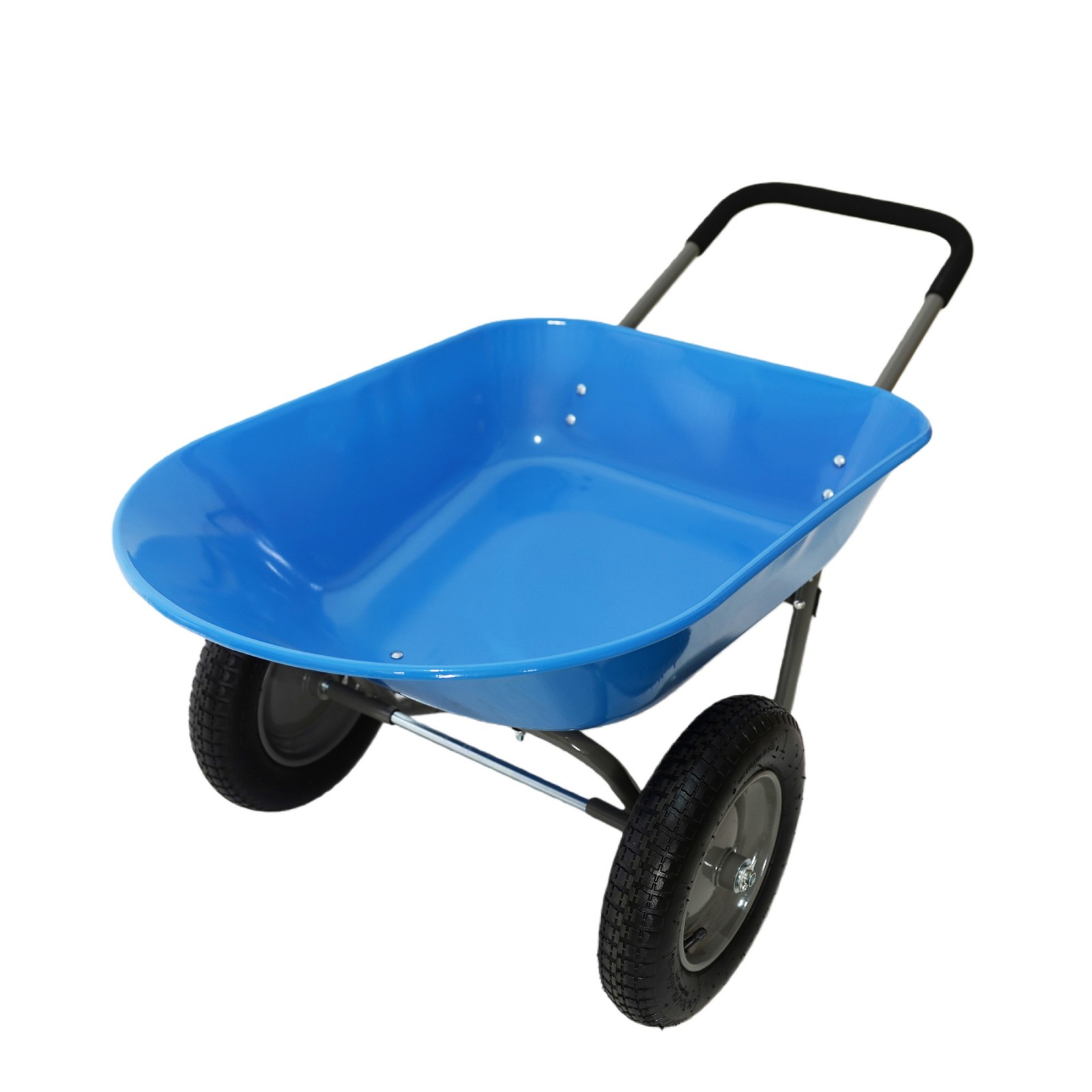 Dual-Wheel Utility Yard Wheelbarrow,300 lb Steel Tray Barrow Trolley Garden Cart