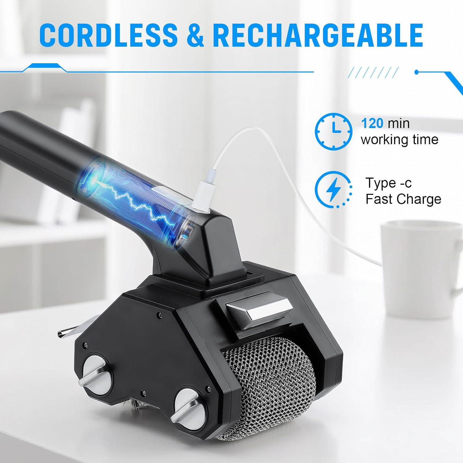 Electric Grill Brush, 350 RPM BBQ Grill Cleaner with 2- in-1 Cleaning Heads, 260