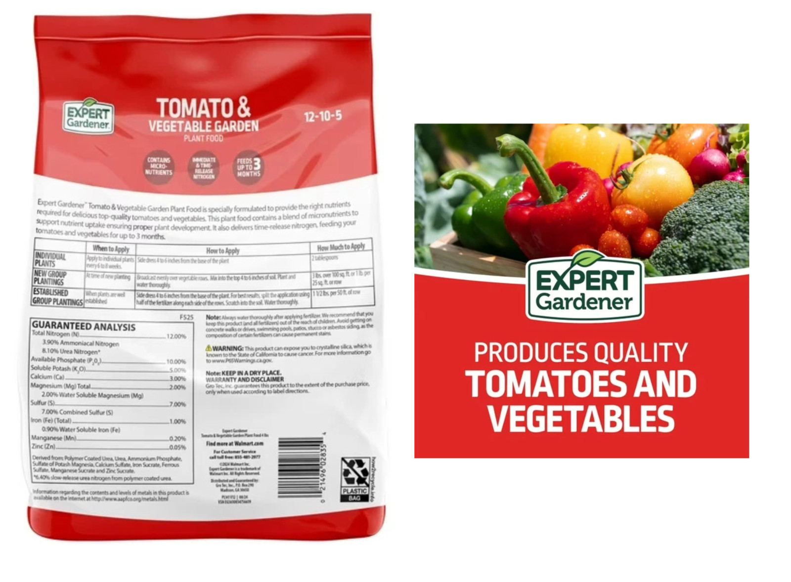 Tomato and Vegetable Garden Plant Food Fertilizer 12-10-5 NPK 4 lb