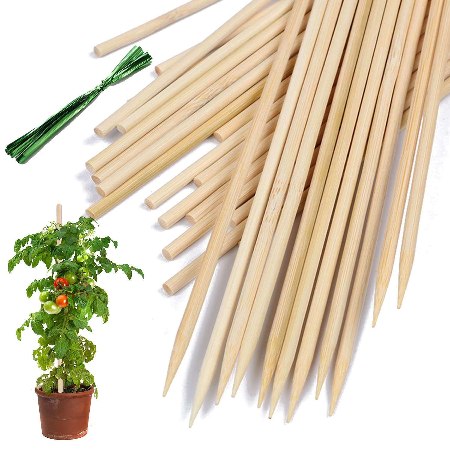 Bamboo Plant Stakes, Wood Plant Supports,Natural Bamboo Sticks for /Floral/Potte
