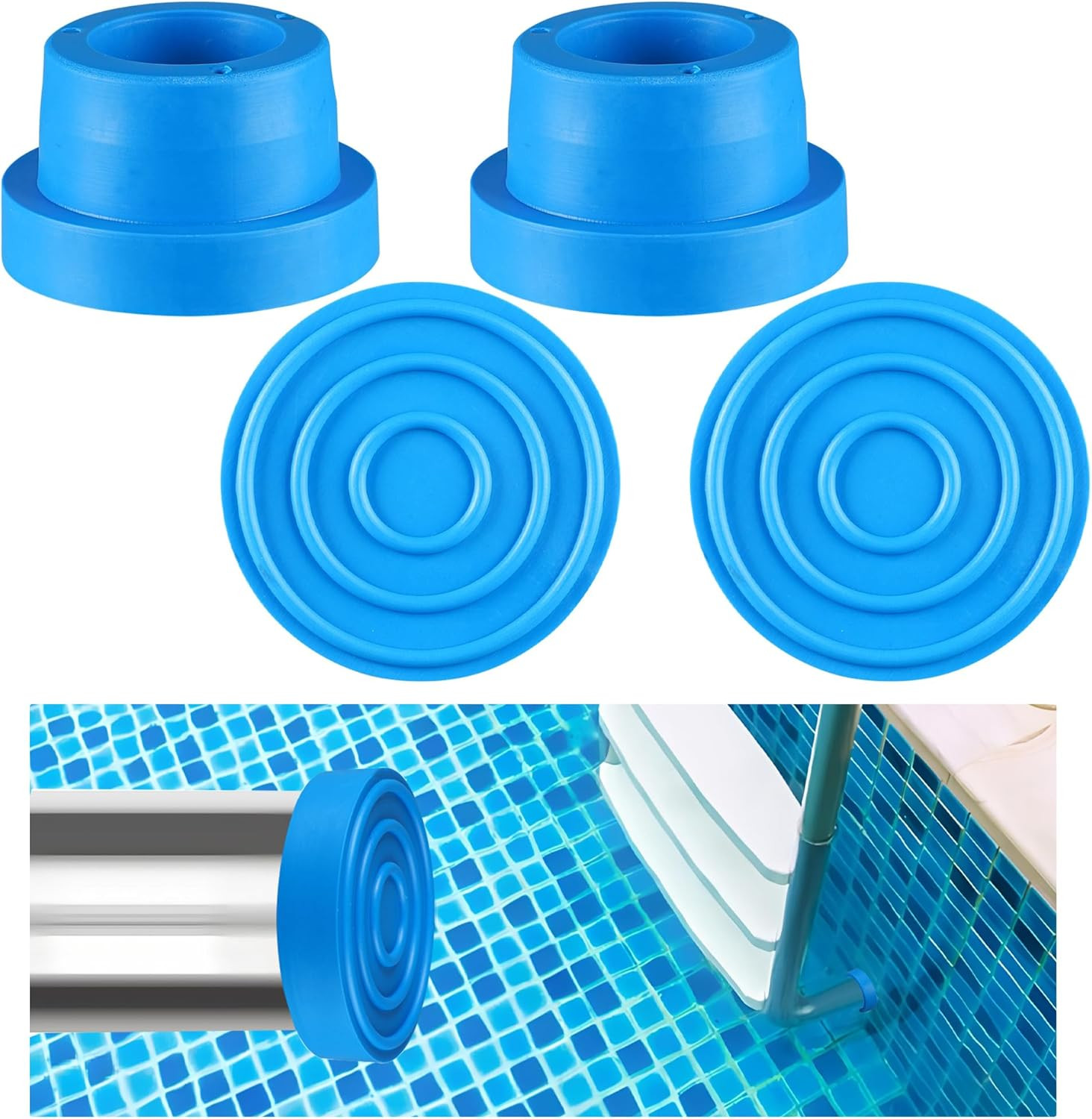 4 Pack Pool Ladder Bumper Plugs for Inground Pool Rubber inside Pools Ladder Bum